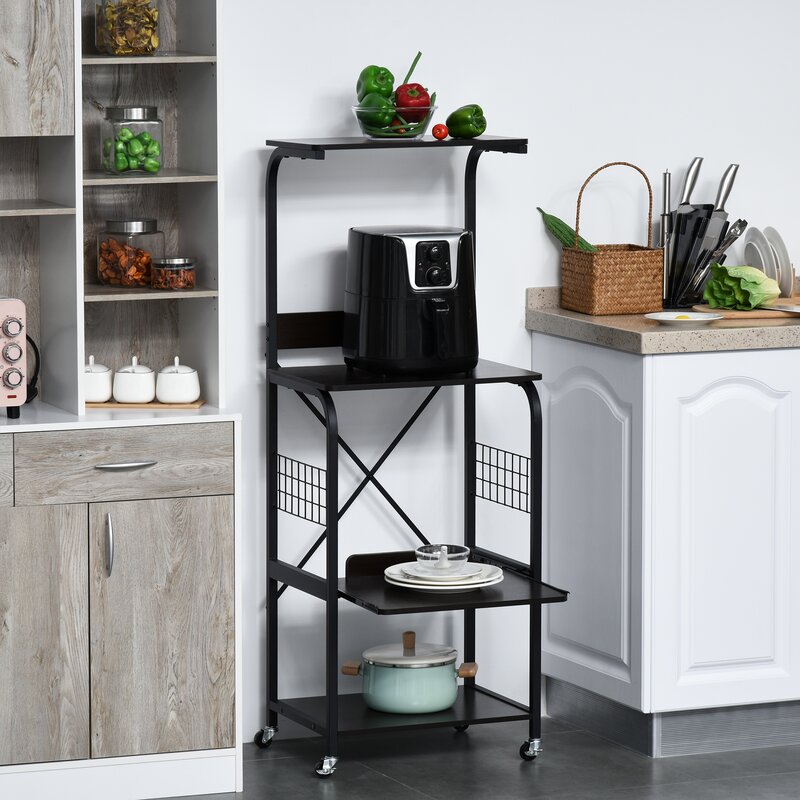 Rebrilliant Rolling Microwave Cart Utility Kitchen 4-Tier Storage Shelf